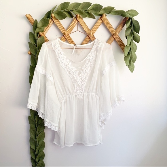 Free People White Sheer Blouse